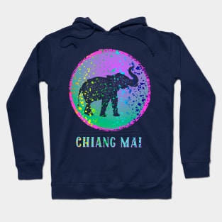 Chiang Mai Thailand Colorful Elephant Splatter Design Souvenir Hoodie